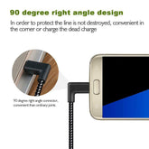 0.2m Nylon Braided 90 Degree Connector USB3.1 Type-C Charging Data Cable